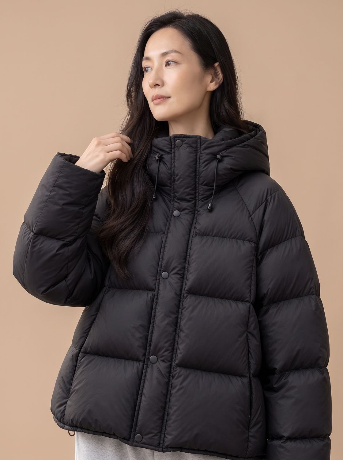 Doudoune oversize femme à capuche ajustable en duvet de canard 5