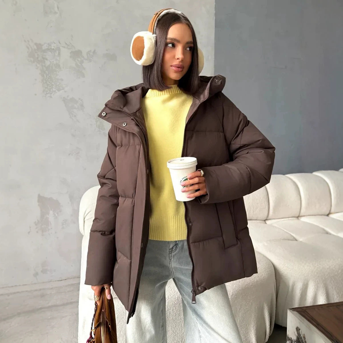 Doudoune oversize femme à capuche avec poches intégrées 10