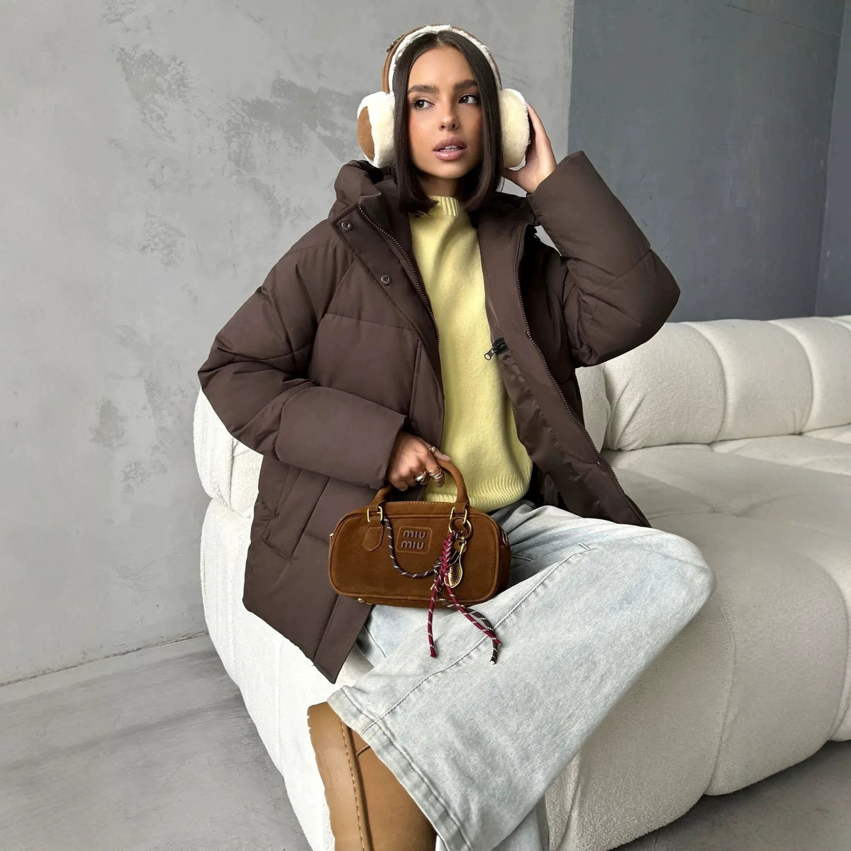 Doudoune oversize femme à capuche avec poches intégrées 11