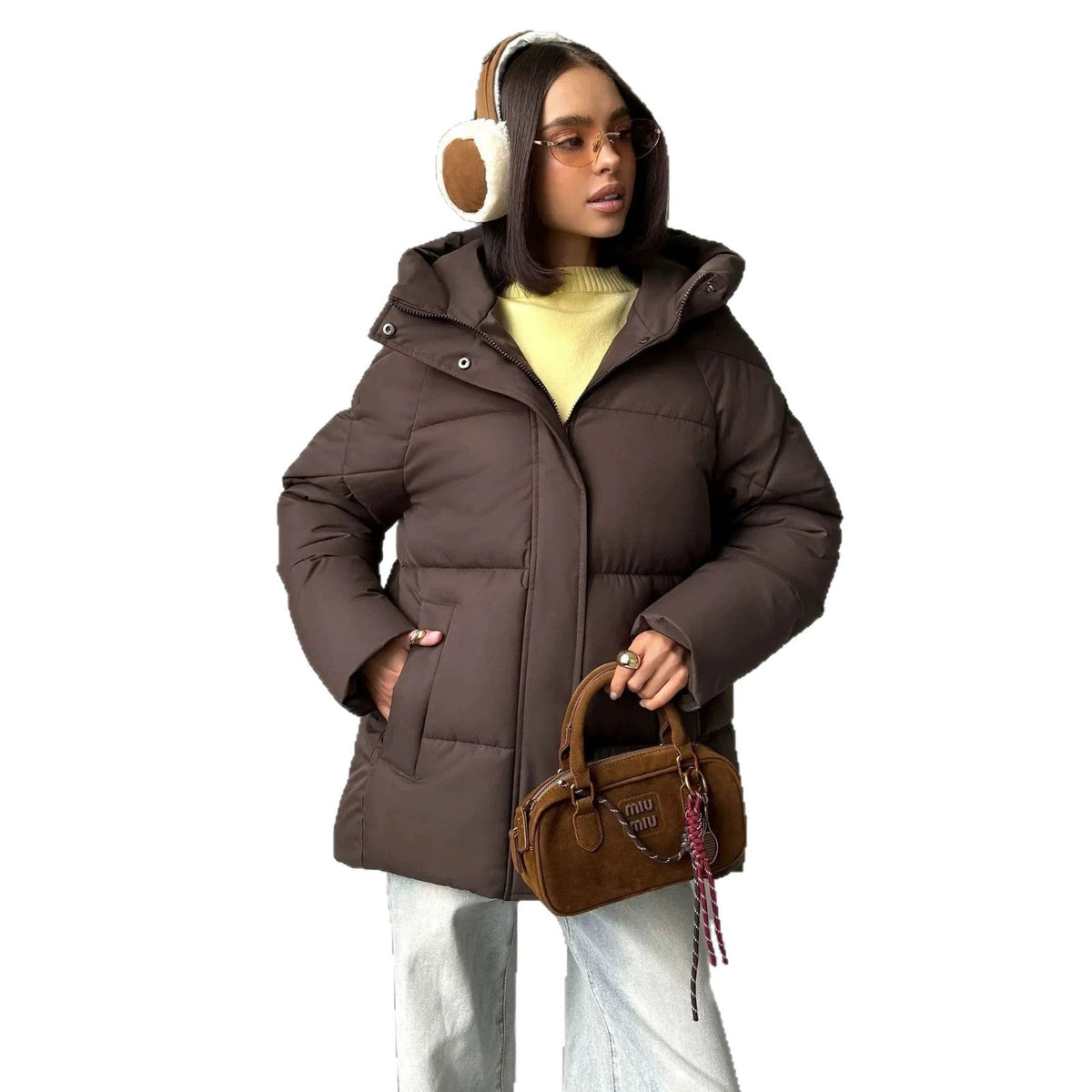 Doudoune oversize femme à capuche avec poches intégrées 12