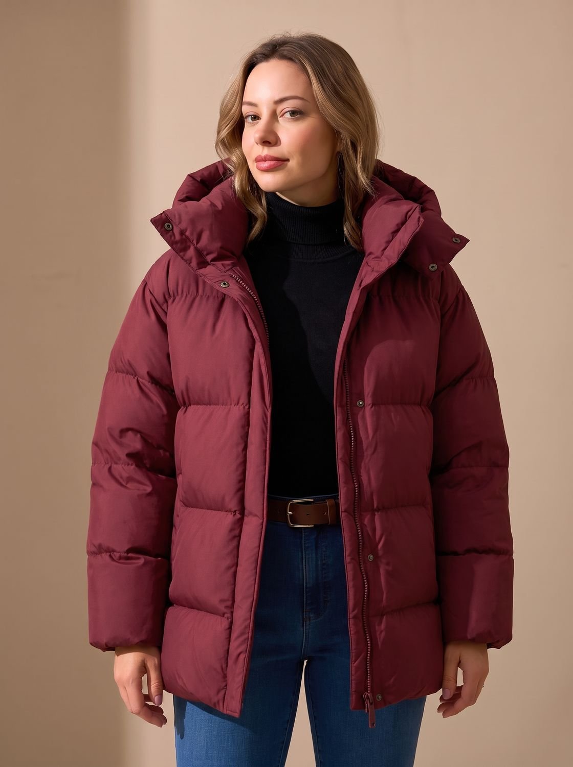 Doudoune oversize femme à grande capuche matelassée 2