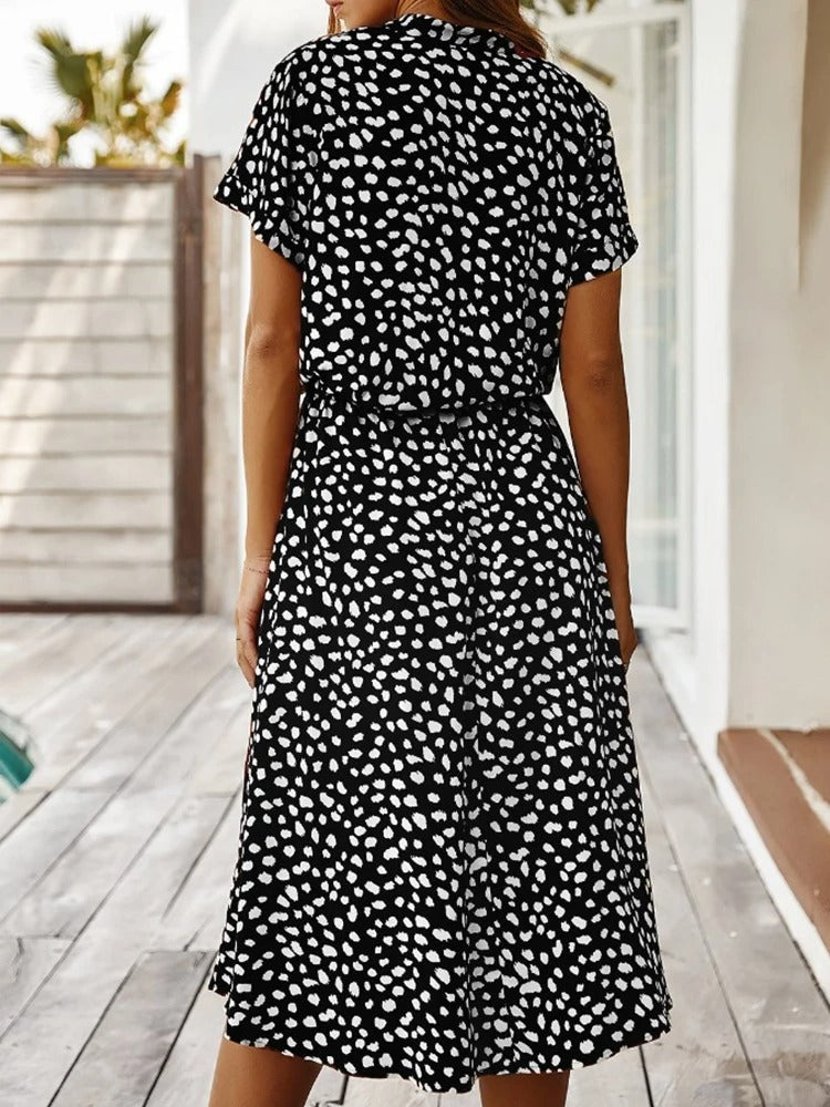 Delphine – Robe midi d'été à imprimé femme