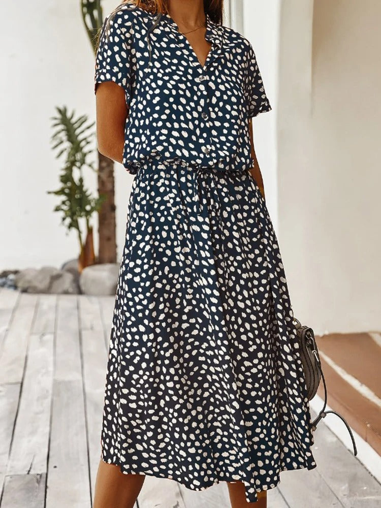 Delphine – Robe midi d'été à imprimé femme