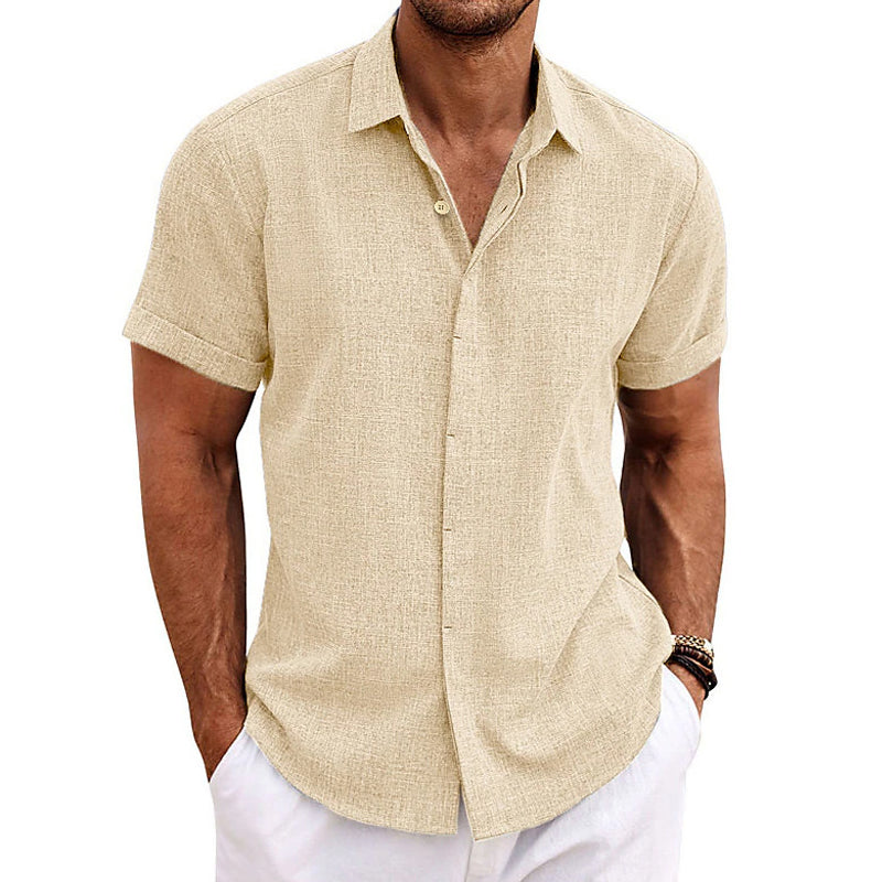 Chemise à manches courtes pour homme en coton et lin offrant un confort estival au style épuré