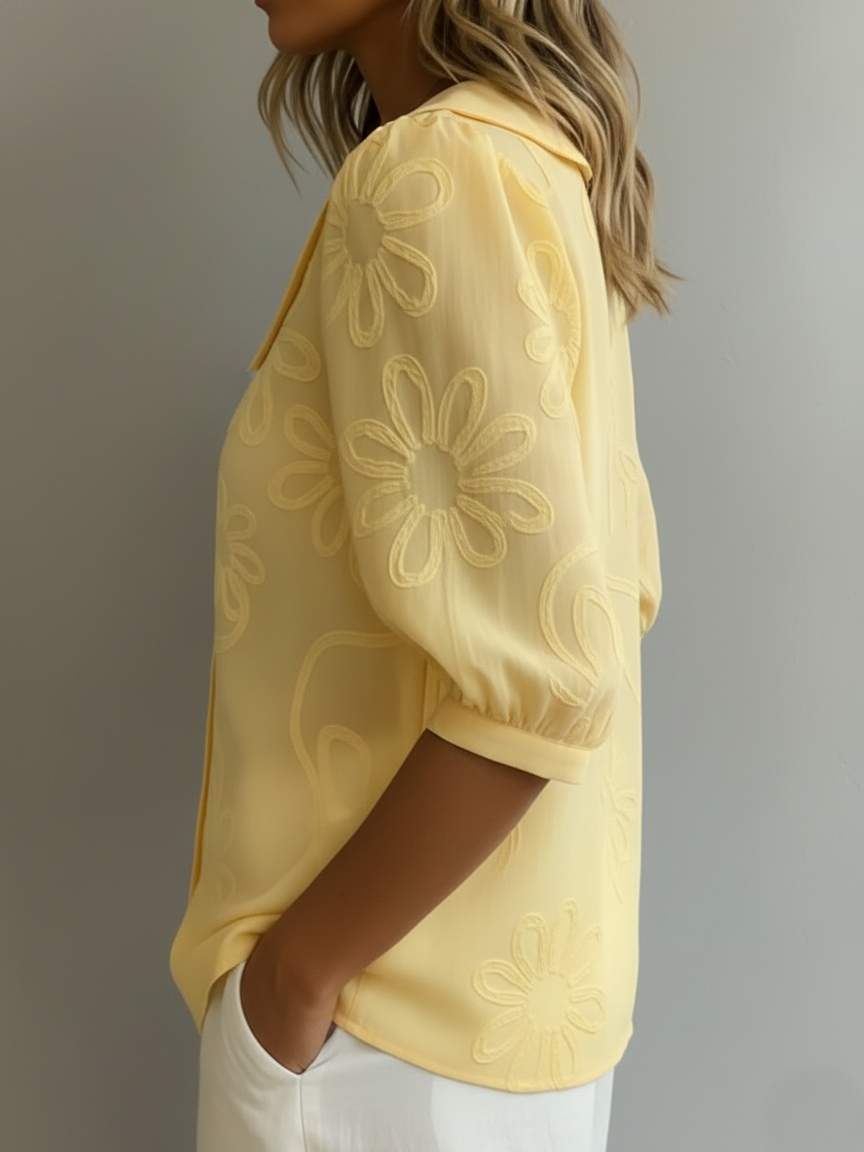 Romane – Top fleuri naturel femme