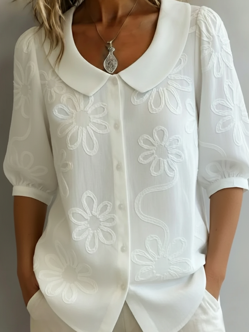 Romane – Top fleuri naturel femme