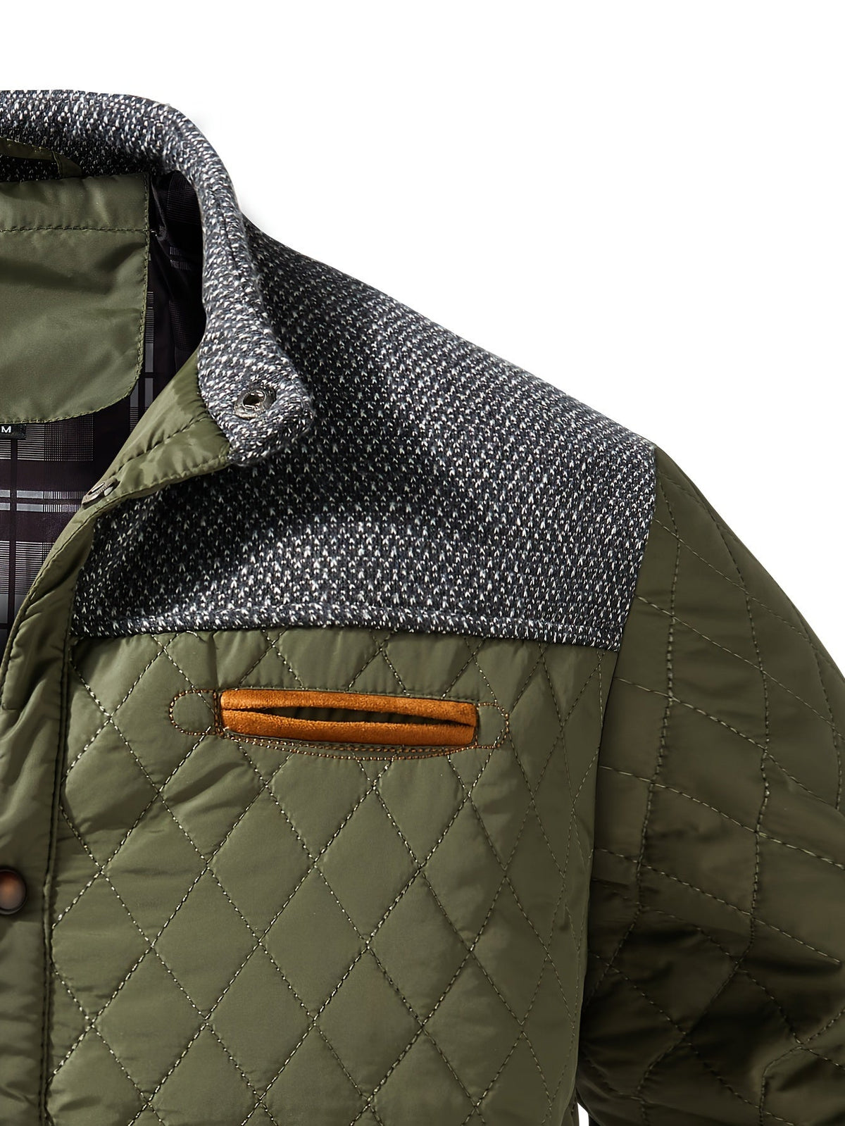 Doudoune homme matelassée courte à empiècements tricot et passepoils contrastants