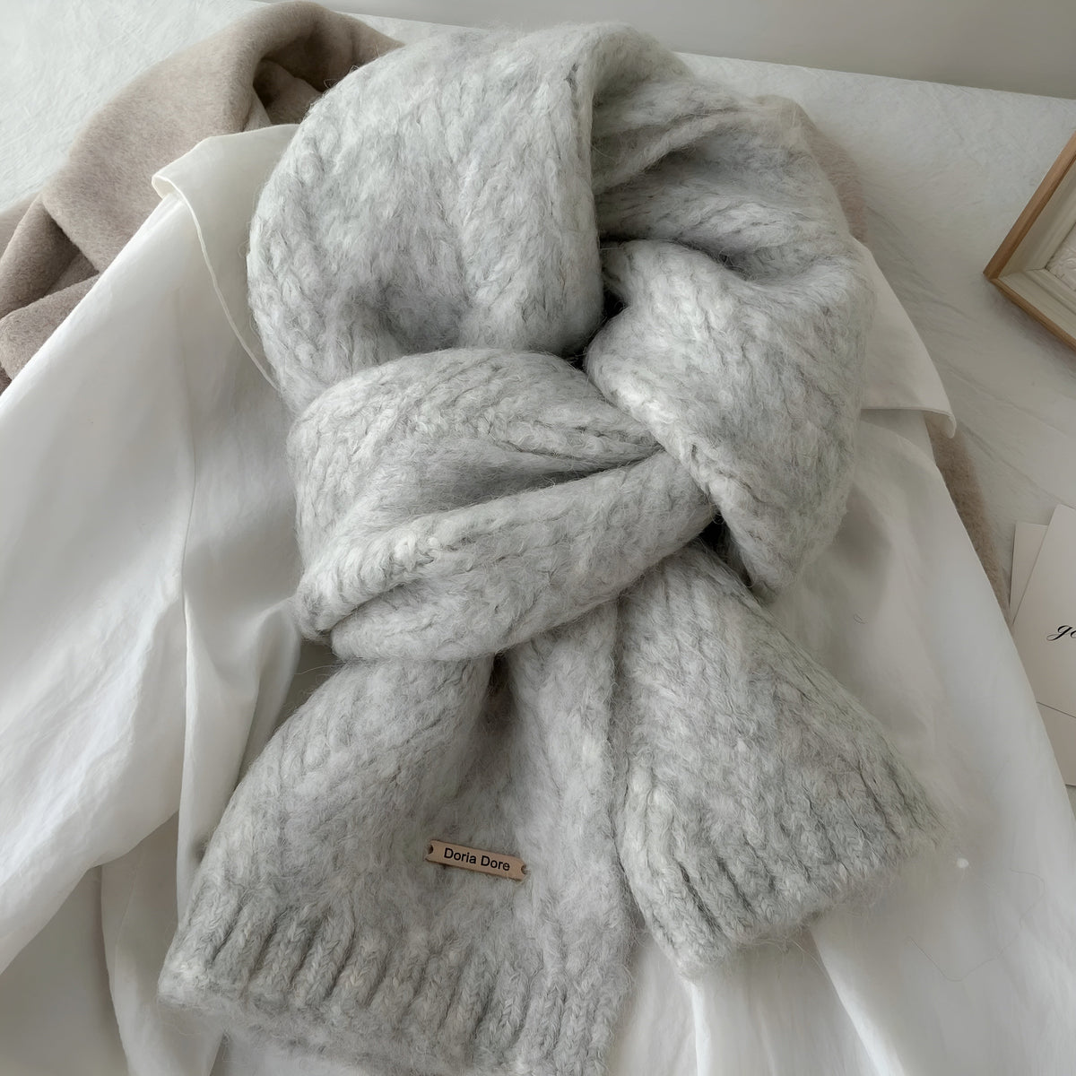 Écharpe femme en maille épaisse de laine douce 4