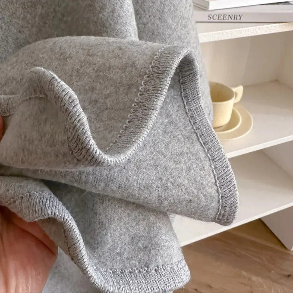 Écharpe poncho femme en laine à boucle frontale 7