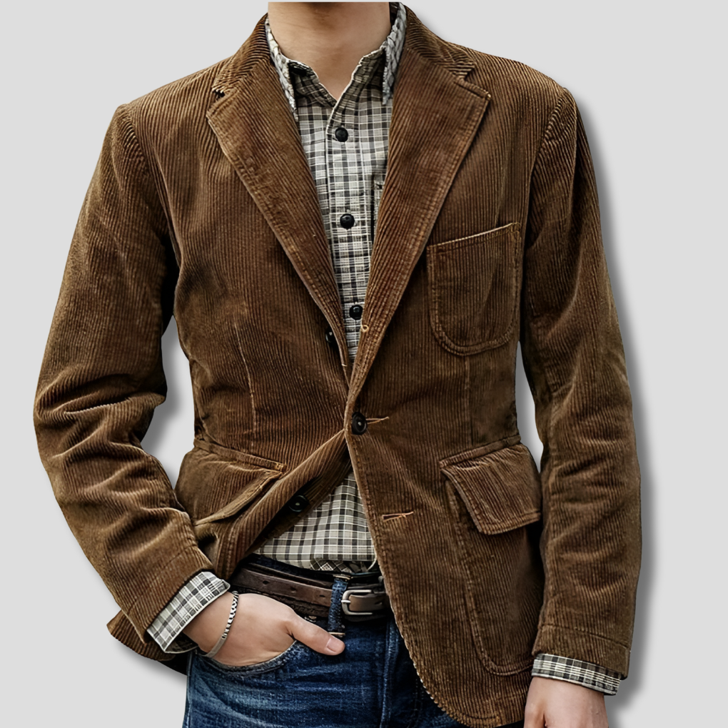 Ensemble blazer et gilet homme en velours côtelé vintage 4