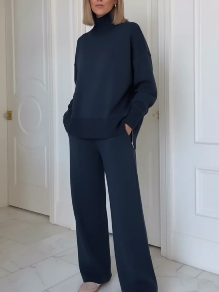 Ensemble femme deux pièces à col zippé et pantalon droit à poches 1