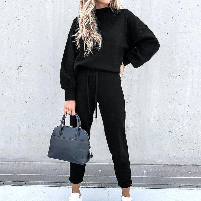 Ensemble femme deux pièces pull et pantalon en matière douce 2