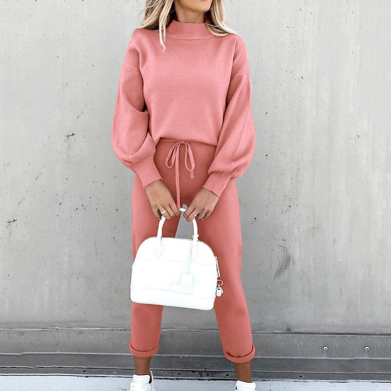 Ensemble femme deux pièces pull et pantalon en matière douce 7