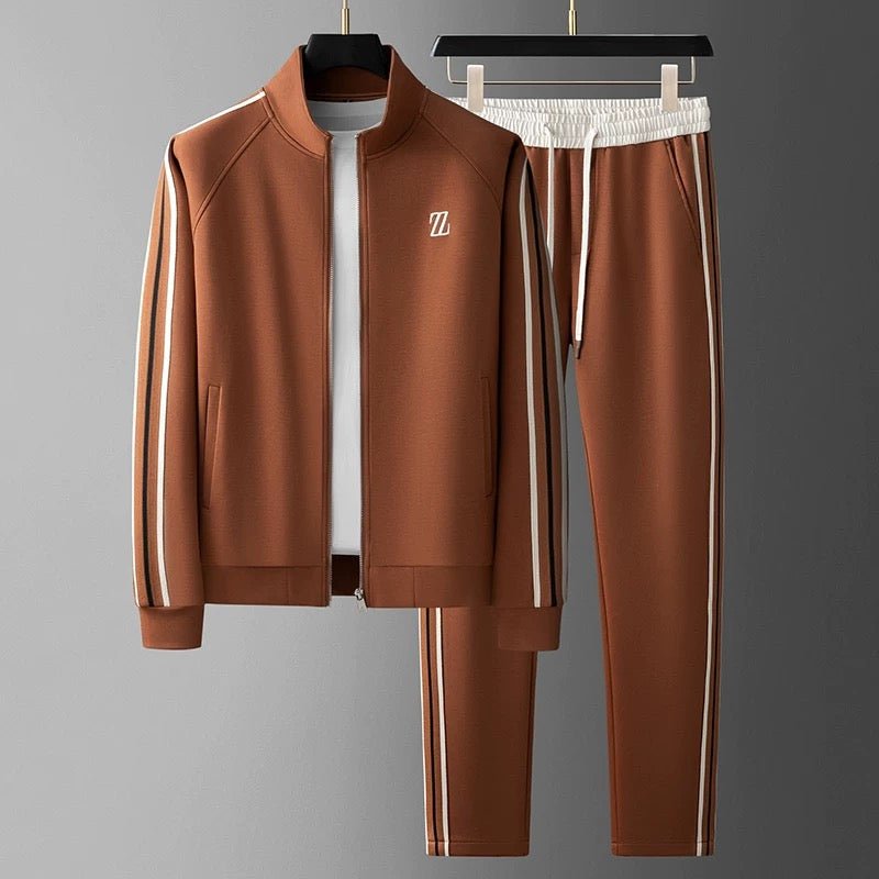 Ensemble survêtement homme deux pièces veste zippée à col montant et jogger en molleton 1