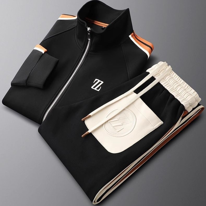 Ensemble survêtement homme deux pièces veste zippée à col montant et jogger en molleton 10