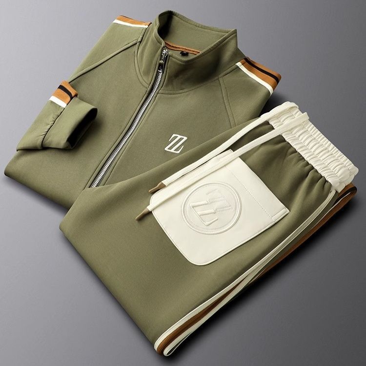Ensemble survêtement homme deux pièces veste zippée à col montant et jogger en molleton 5