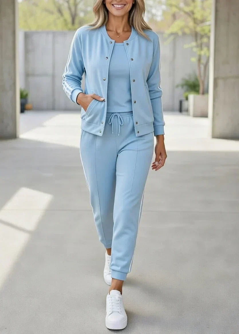 Ensemble veste et pantalon femme 3 pièces jogging chic 1
