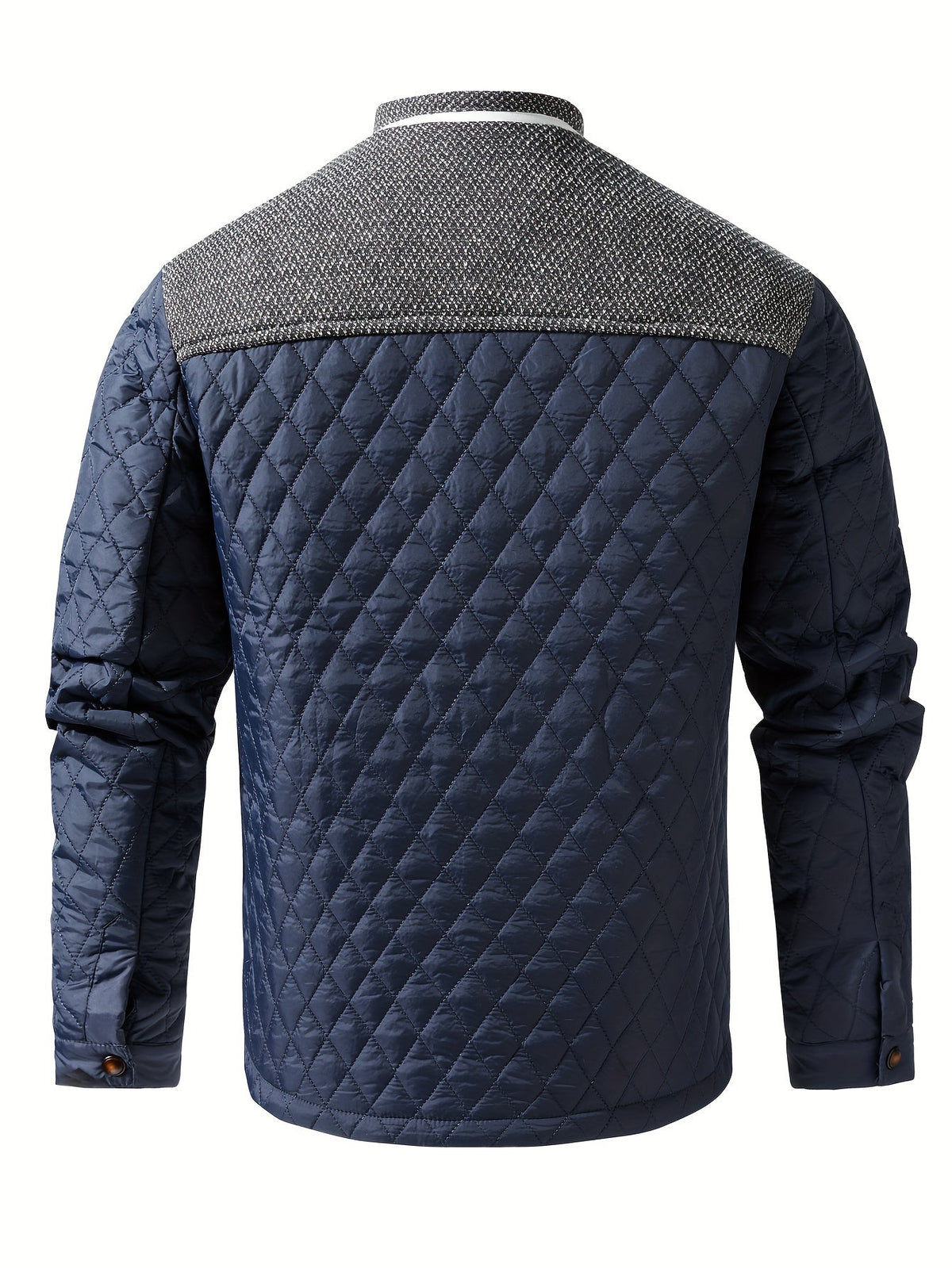 Doudoune homme matelassée courte à empiècements tricot et passepoils contrastants