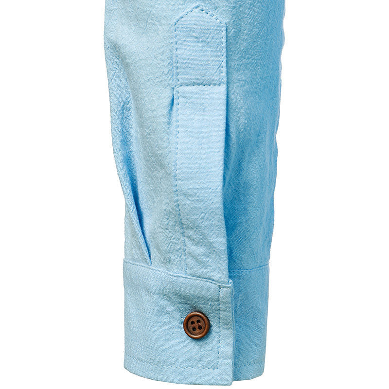 Chemise d'été pour homme en lin à manches longues avec style vintage et allure décontractée
