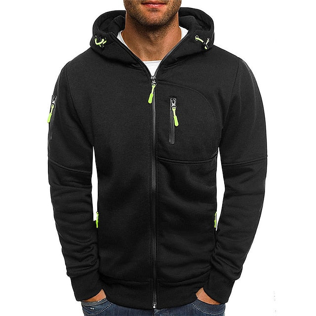 Sweat zippé à capuche pour homme automne en coton mélangé au style sportif avec détails contrastés Mauro