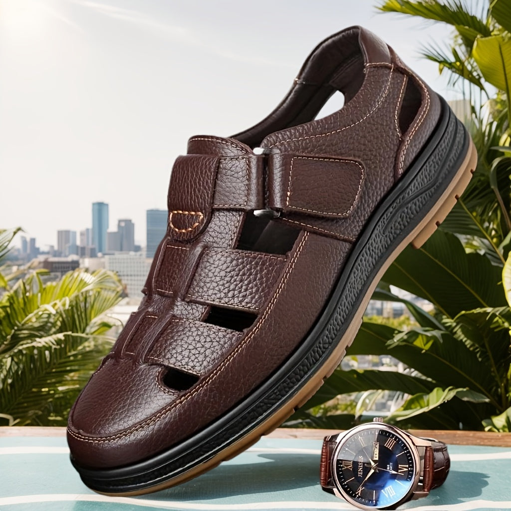 Sandales d’été homme – cuir respirant, confort durable et style décontracté