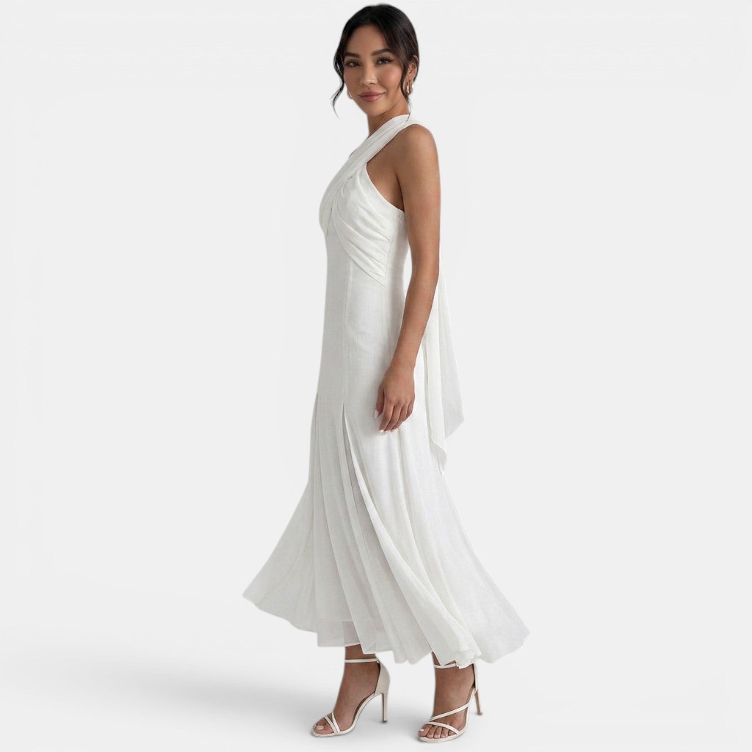 Adèle – Robe longue en mousseline à nœud pour invitée de mariage