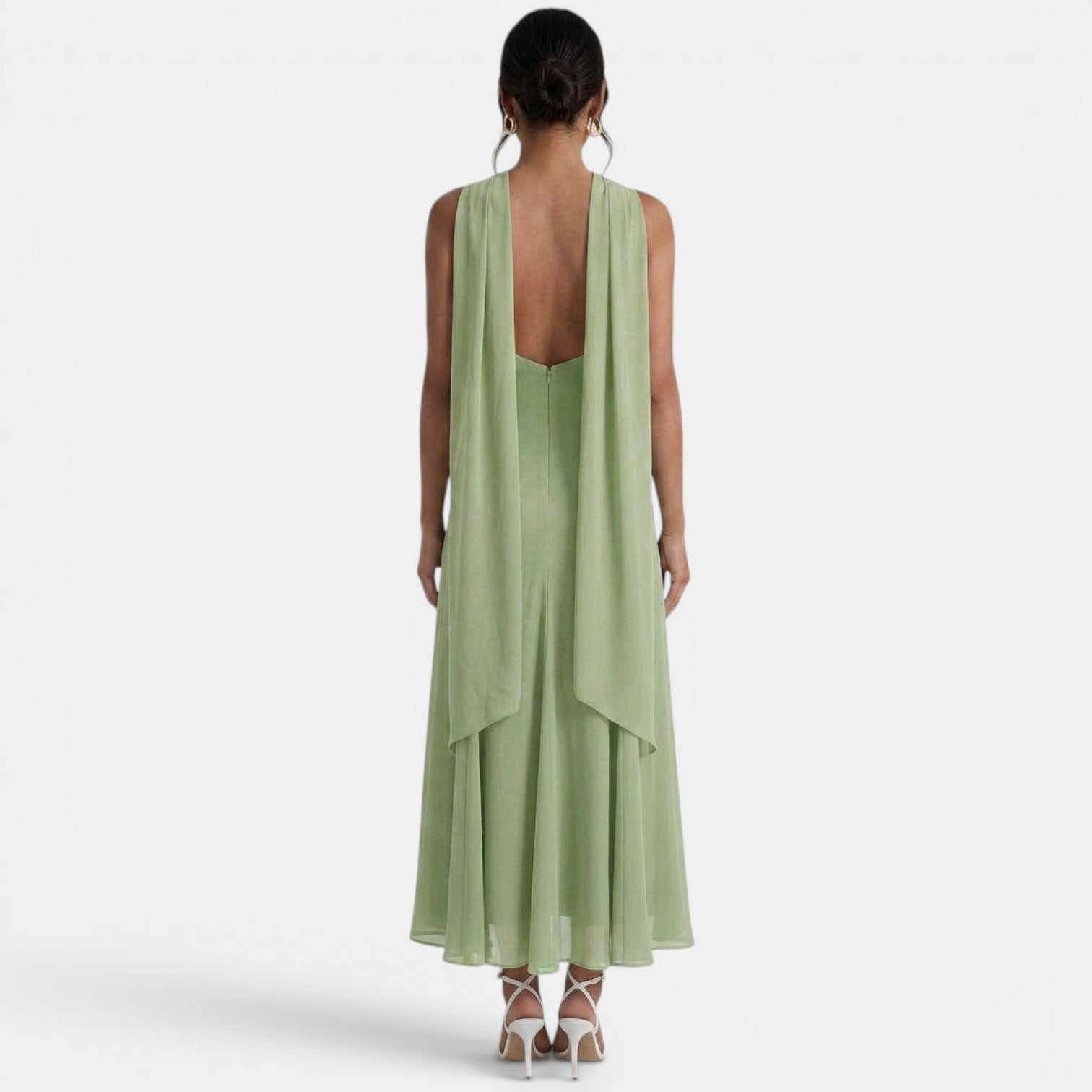 Adèle – Robe longue en mousseline à nœud pour invitée de mariage