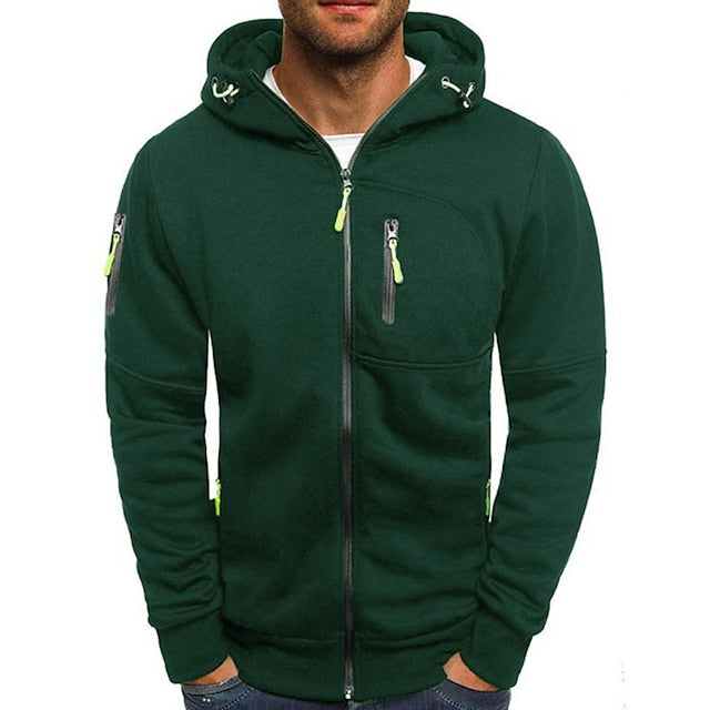 Sweat zippé à capuche pour homme automne en coton mélangé au style sportif avec détails contrastés Mauro