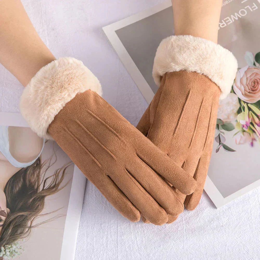 Gants femme élégants à poignet en fausse fourrure 2