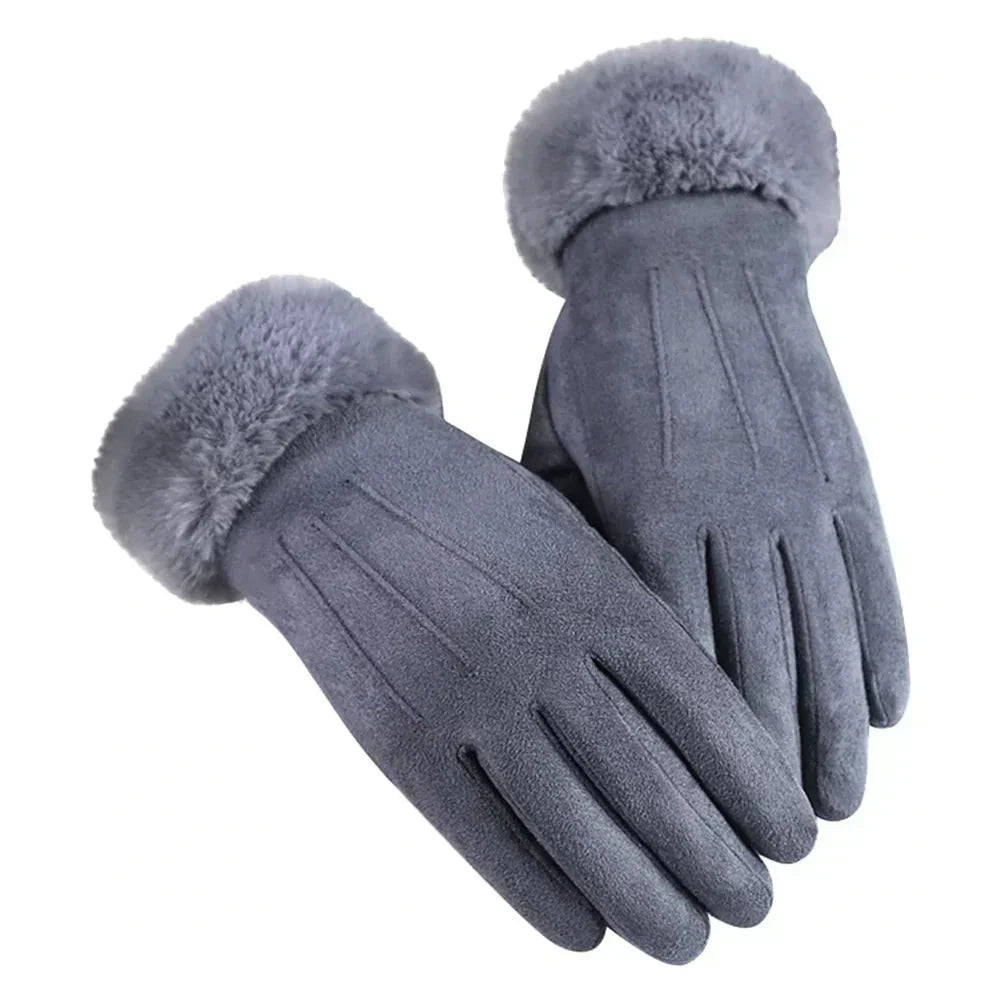 Gants femme élégants à poignet en fausse fourrure 6