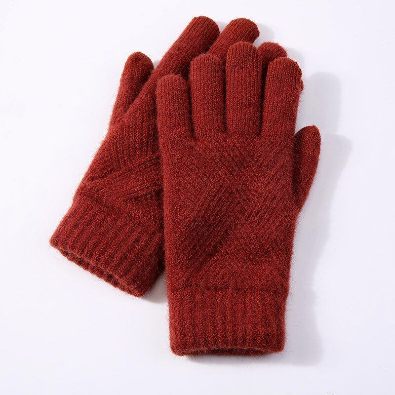 Gants femme en maille de laine chauds pour l'hiver 1