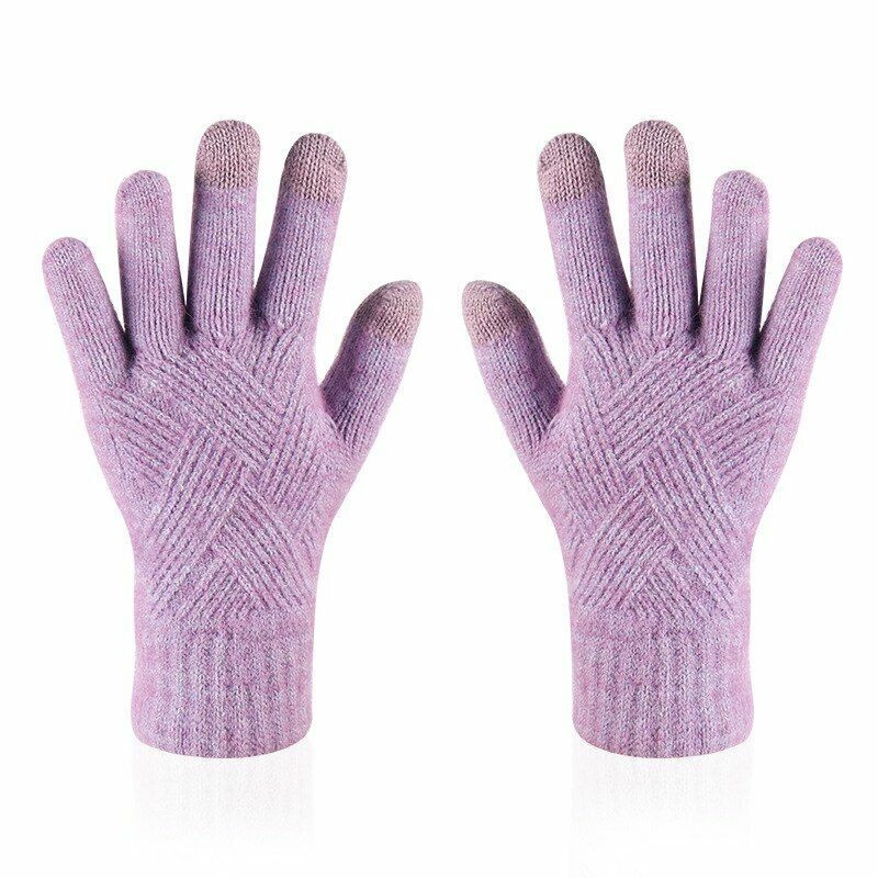 Gants femme en maille de laine chauds pour l'hiver 8