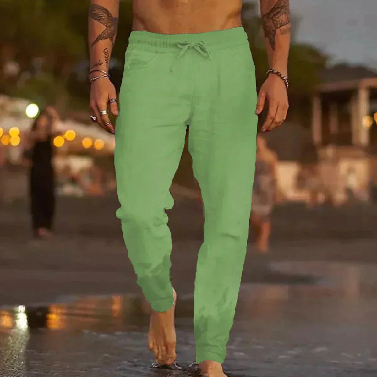 Pantalon homme en lin coupe décontractée – élégance naturelle et confort estival