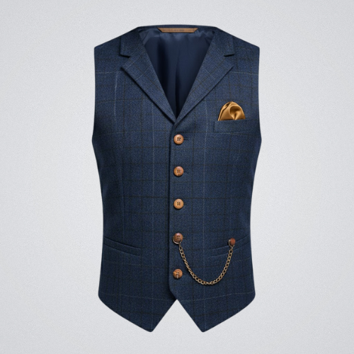 Gilet de costume homme à carreaux col en V boutonné 10