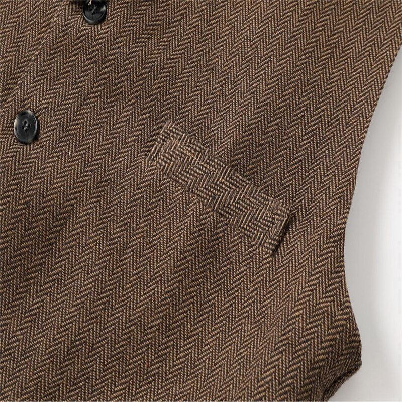Gilet de costume homme à chevrons col cranté boutonné 10
