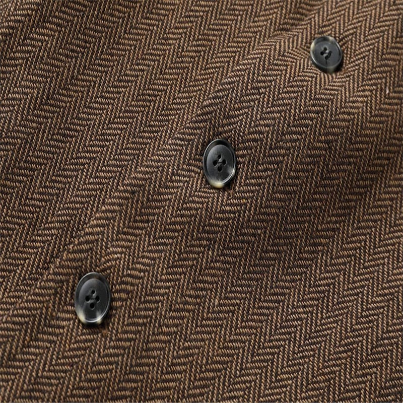 Gilet de costume homme à chevrons col cranté boutonné 11