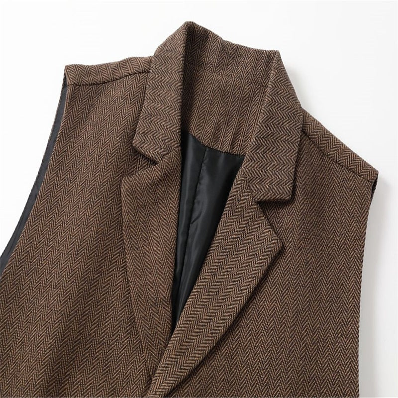 Gilet de costume homme à chevrons col cranté boutonné 12