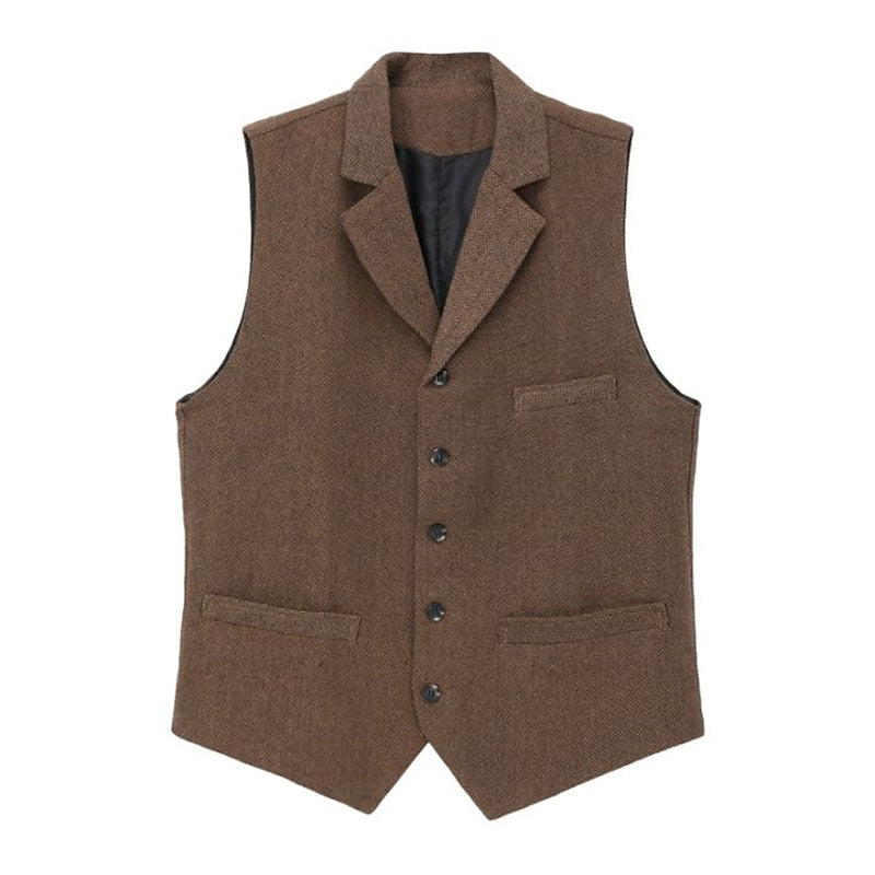 Gilet de costume homme à chevrons col cranté boutonné 8
