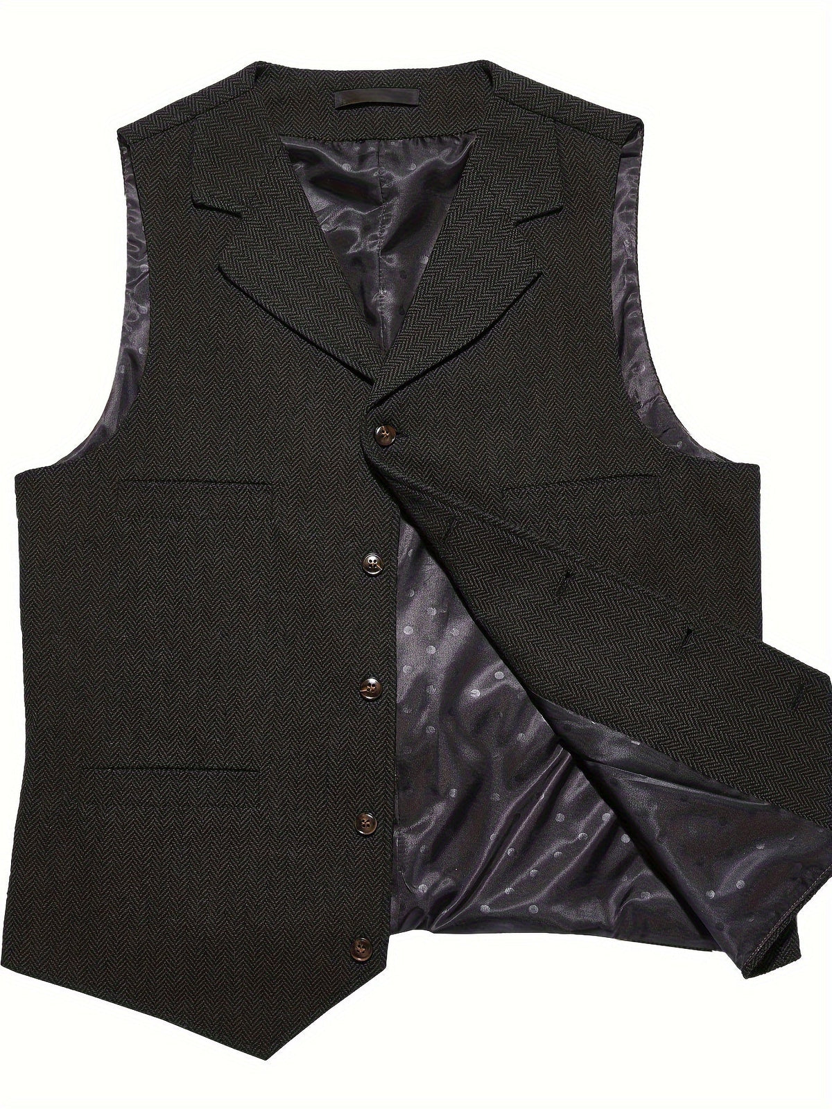Gilet de costume homme à chevrons col en V boutonné 10