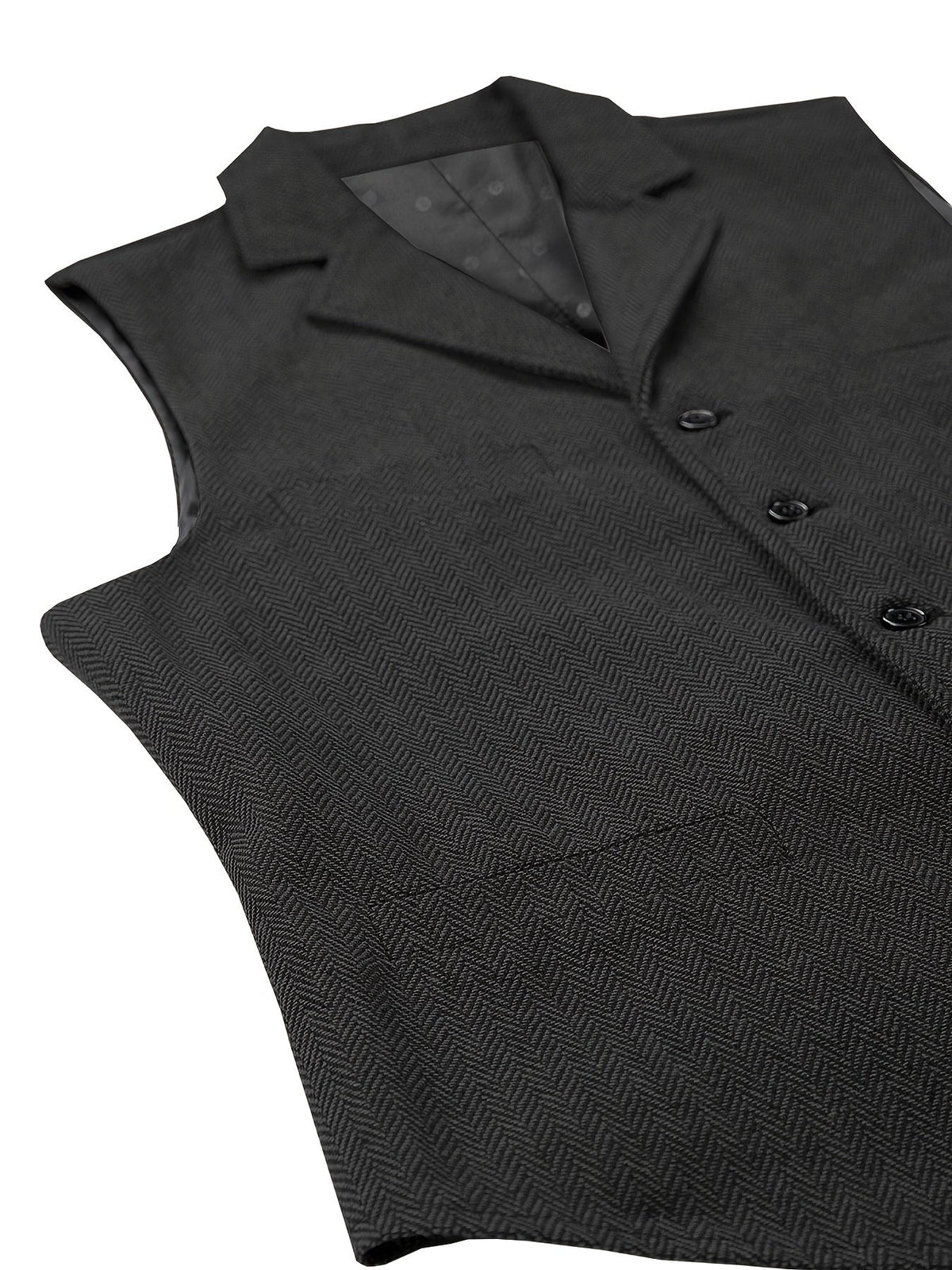 Gilet de costume homme à chevrons col en V boutonné 11