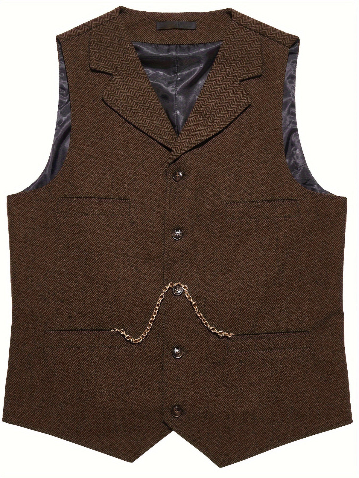 Gilet de costume homme à chevrons col en V boutonné 14