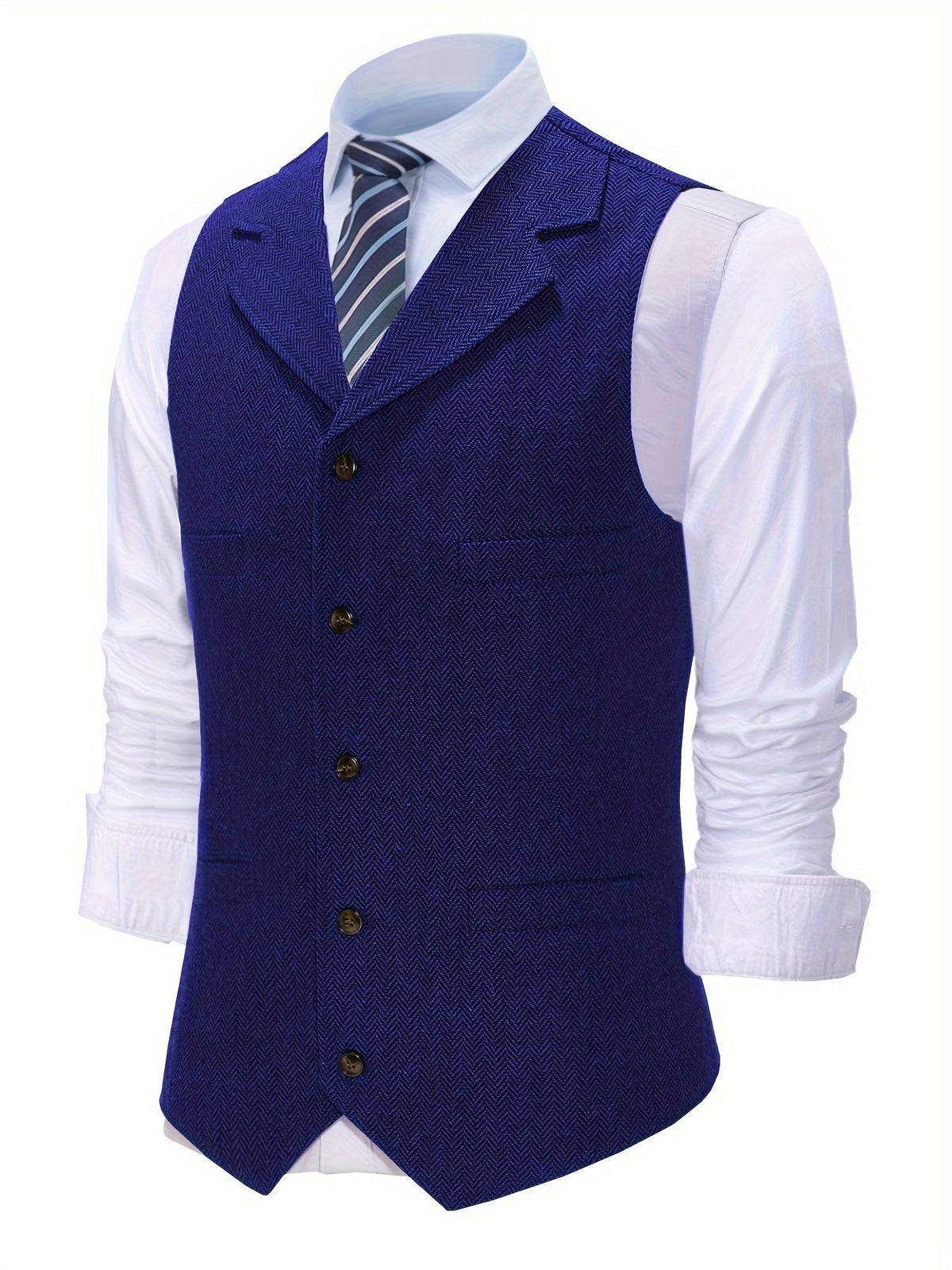 Gilet de costume homme à chevrons col en V boutonné 21