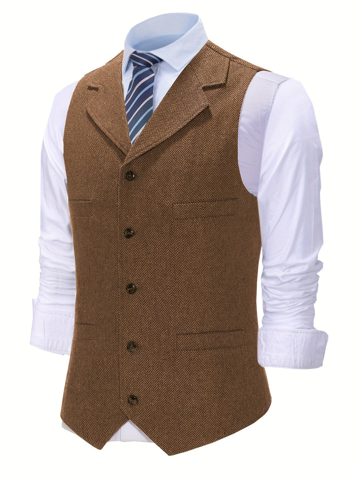 Gilet de costume homme à chevrons col en V boutonné 33