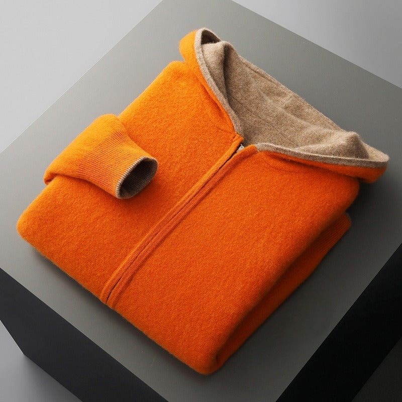 Gilet homme à capuche zippé en laine 2