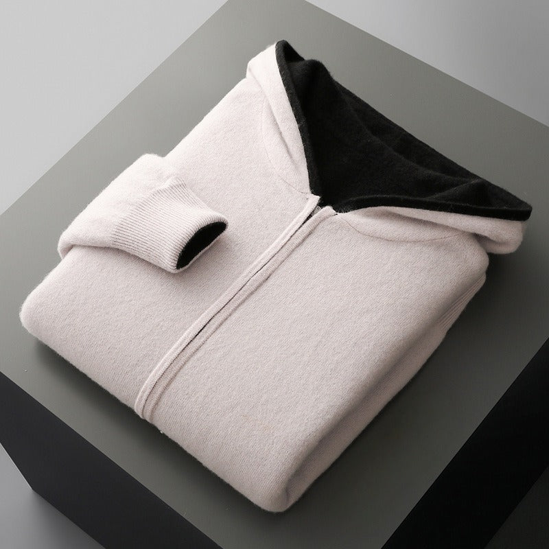 Gilet homme à capuche zippé en laine 4