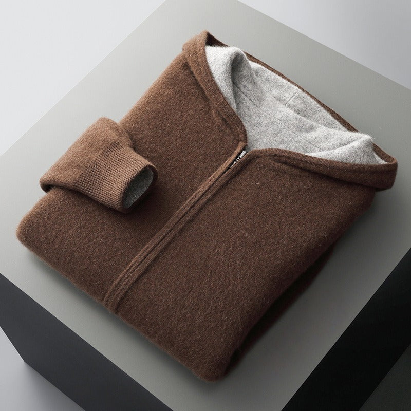 Gilet homme à capuche zippé en laine 6