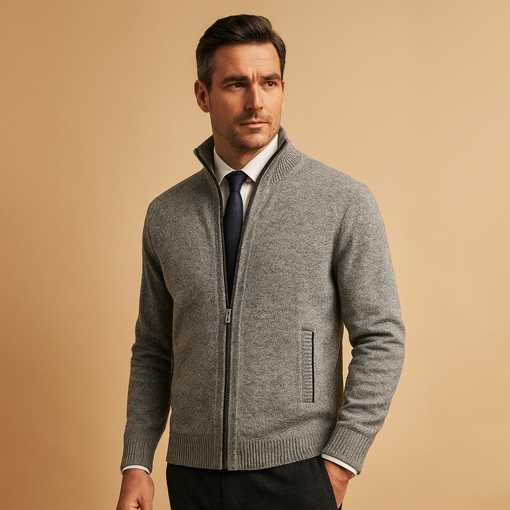 Gilet homme zippé en maille avec poches et bords côtelés 4