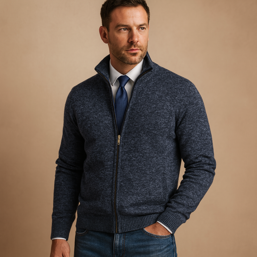 Gilet homme zippé en maille avec poches et bords côtelés 5