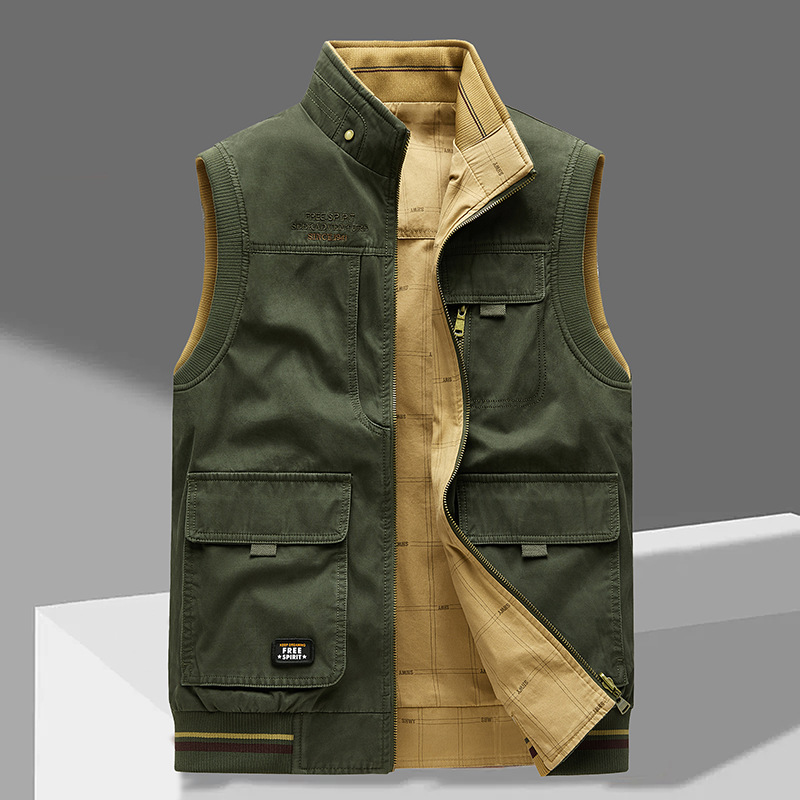 Gilet sans manches homme multi-poches en coton 2