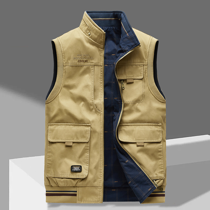 Gilet sans manches homme multi-poches en coton 3